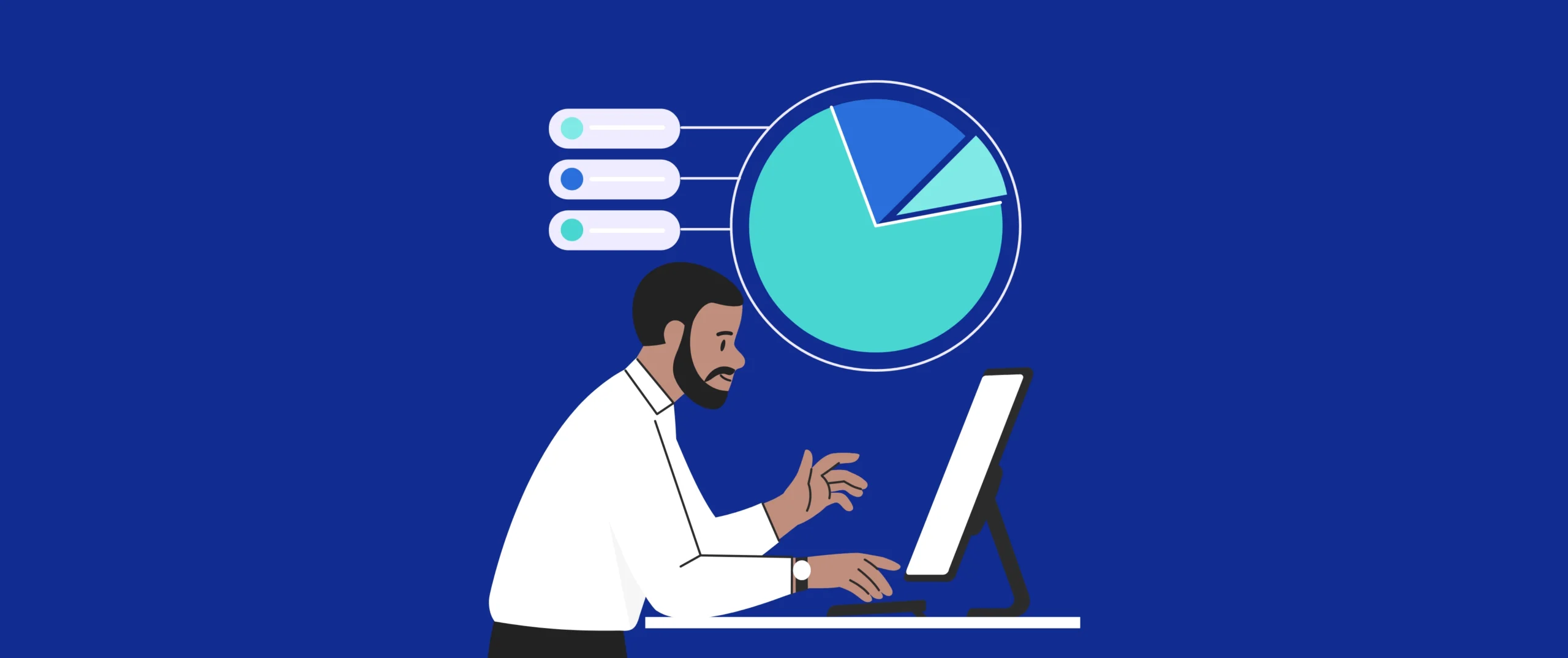 Illustration of a Procode team member analysing business energy data, representing Procode's energy data management solutions.